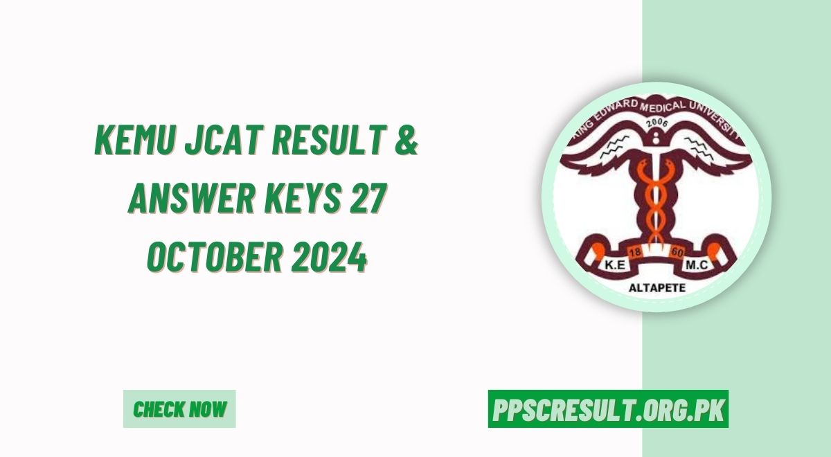 KEMU JCAT Result & Answer Keys 27 October 2024